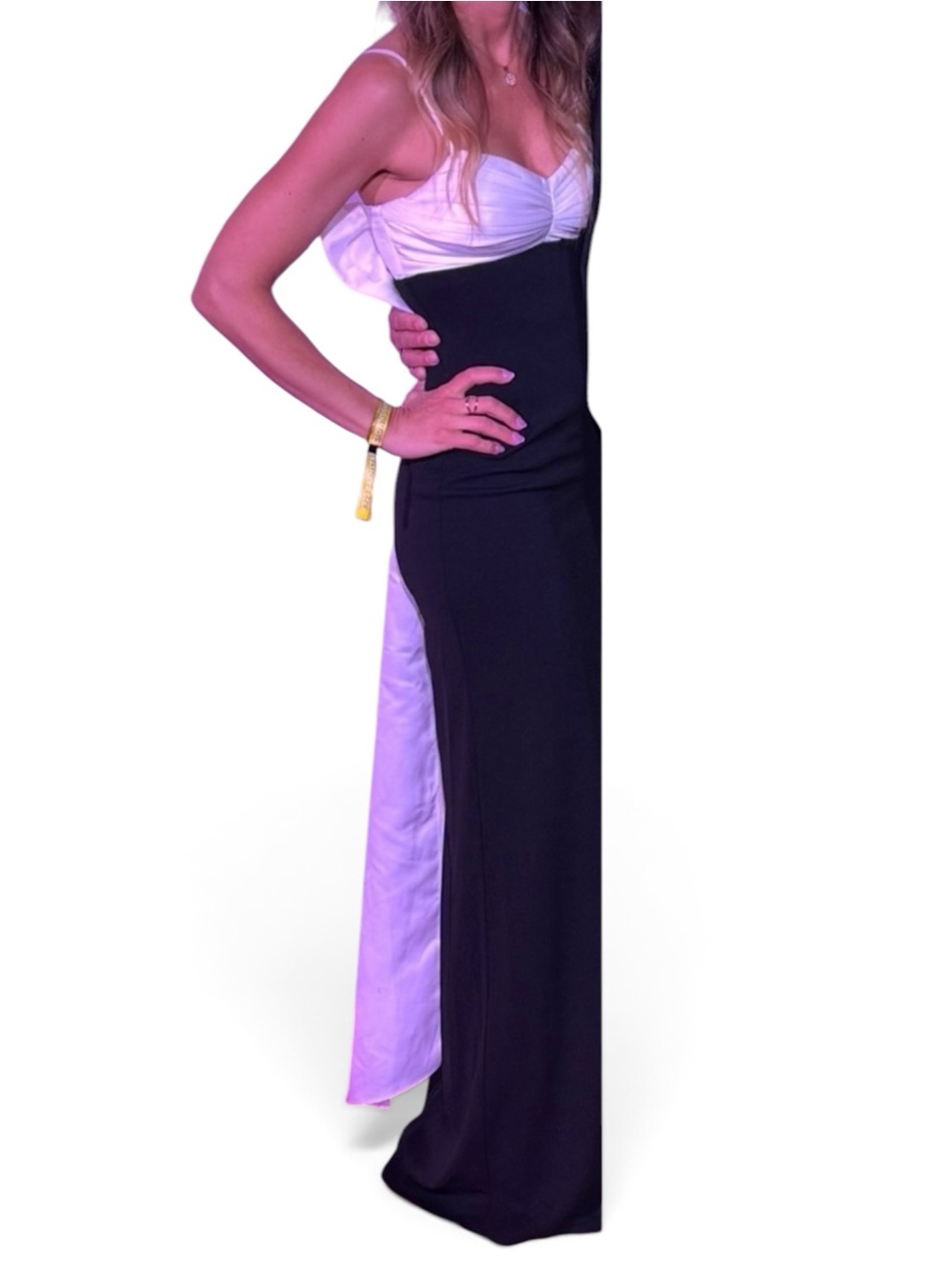Black and White Maxi Dress with large bow - Picture 4 of 9